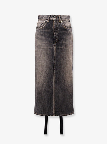 Balenciaga Denim Skirt With Laces Interwining 36 Grigio Scuro