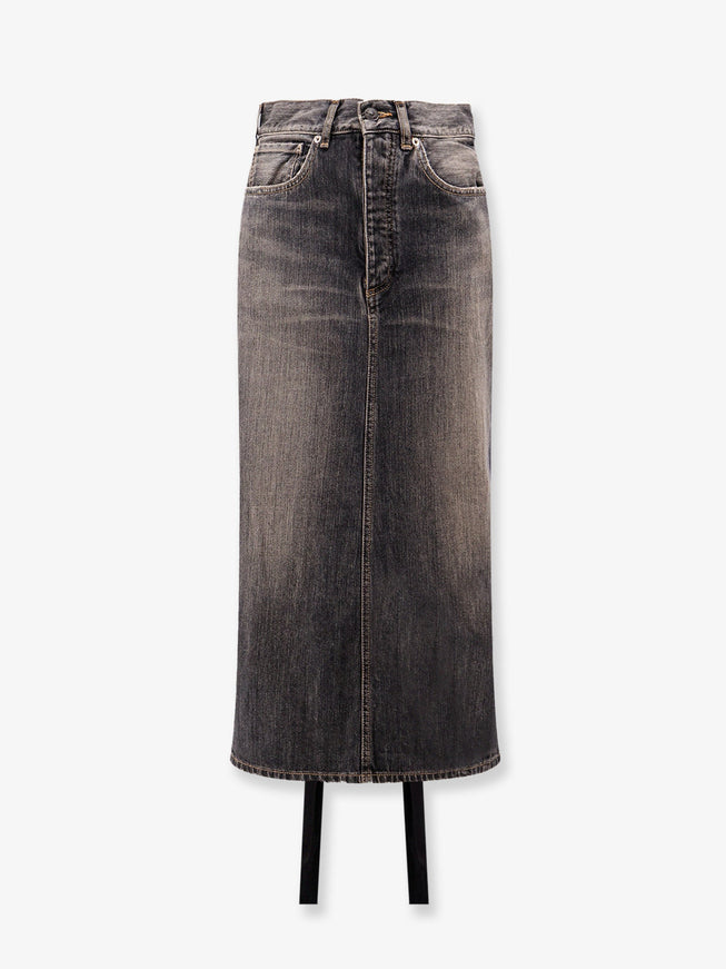 Balenciaga Denim Skirt With Laces Interwining 36 Grigio Scuro