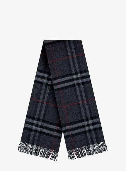 Burberry Cachemere Scarf With Giant Check Motif Uni Charcoal