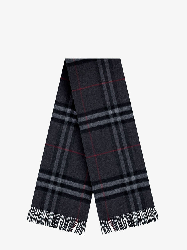 Burberry Cachemere Scarf With Giant Check Motif Uni Charcoal