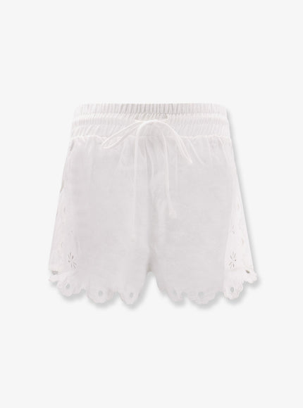 Farm Rio Linen Perforated Shorts Off-White