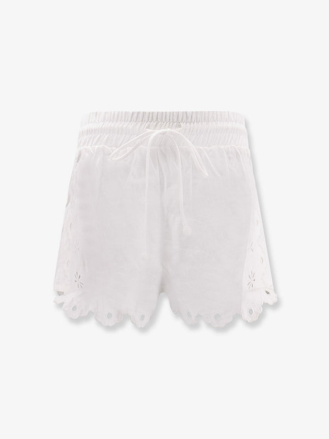 Farm Rio Linen Perforated Shorts Off-White