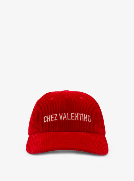 Valentino Garavani Corduroy Baseball Hat Rosso Burro