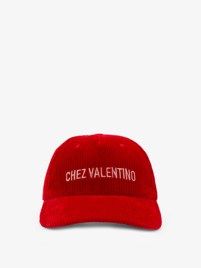 Valentino Garavani Corduroy Baseball Hat Rosso Burro