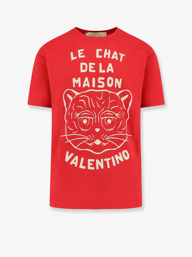 Valentino Le Chat De La Maison Cotton T-Shirt Raspberry Burro