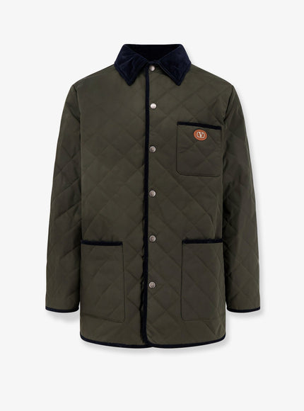 Valentino Quilted Jacket With Vlogo Signature Patch Verde Olive
