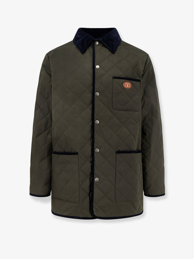 Valentino Quilted Jacket With Vlogo Signature Patch Verde Olive