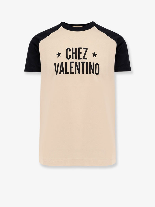 Valentino Chez Valentino Cotton T-Shirt Burro Nero