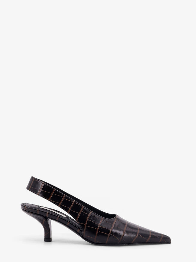 Toteme Leather Decolleté Slingback Dark Brown