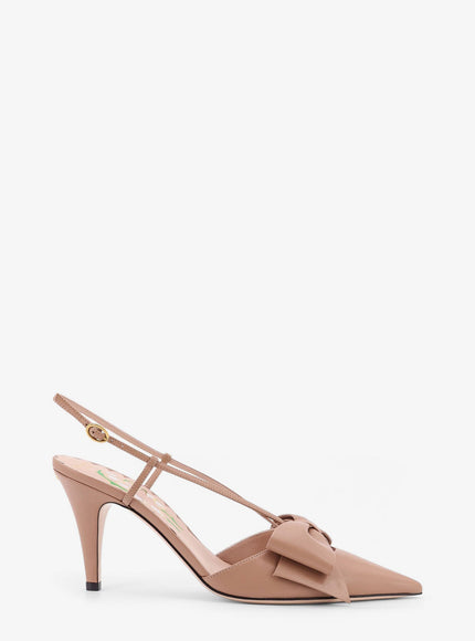 Valentino Garavani Bowow Leather Decolleté Slingback Rose Cannelle