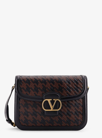 Valentino Garavani Valentino Garavani 9To5 Woven Leather Shoulder Bag Uni Nero Bark Brown Nero