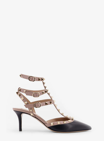 Valentino Garavani Rockstud Valentino Garavani Leather Décolleté Slingback Nero Poudre