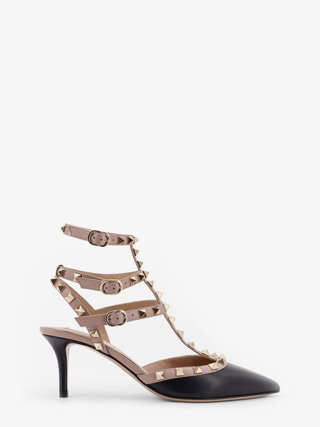 Valentino Garavani Rockstud Valentino Garavani Leather Décolleté Slingback Nero Poudre