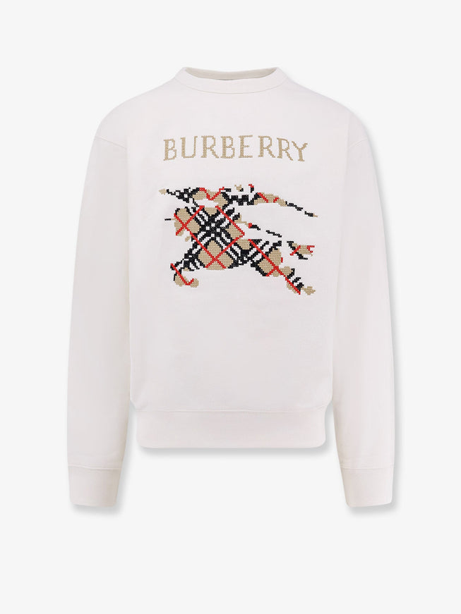 Burberry Cotton Sweatshirt With Logo Embroidery Chalk