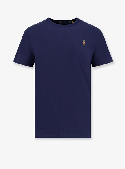 Polo Ralph Lauren Cotton T-Shirt With Logo Embroidery Blu