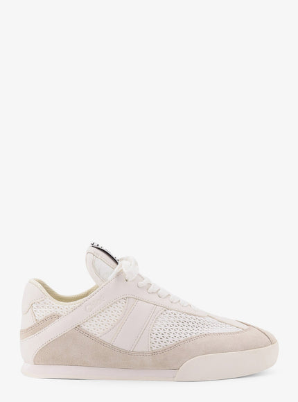 Chloe' Chloé Kick Low-Top Leather Sneakers With Mesh Inserts Cloudy Cream