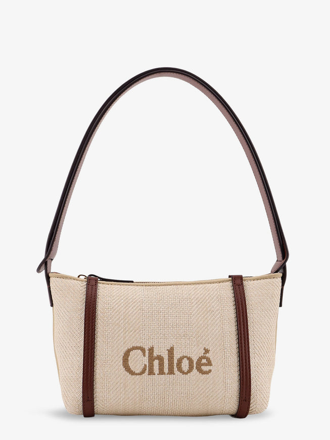 Chloe' Chloè Carry Canvas Shoulder Bag With Logo Embroidery Uni Hot Sand