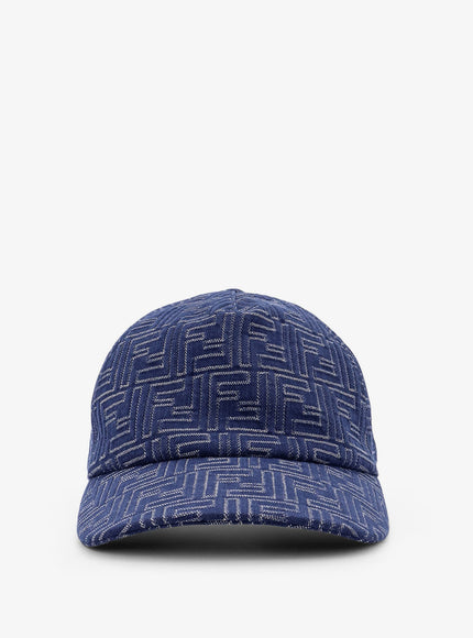 Fendi Ff Jacquard Denim Baseball Hat Uni Blu Denim