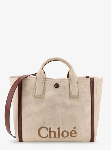 Chloe' Chloè Carry Canvas Shoulder Bag With Logo Embroidery Uni Hot Sand