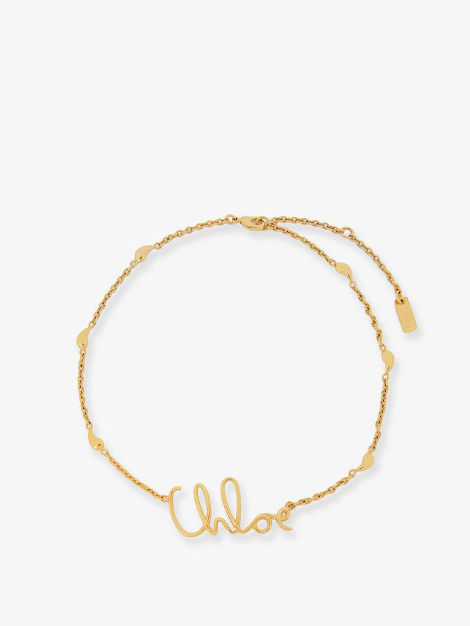 Chloe' Brass Necklace With Lettering Logo Uni Vintage Gold
