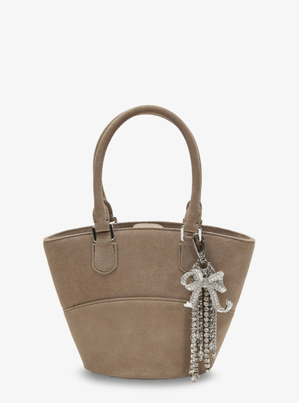 Self Portrait Suede Shoulder Bag With Charms Uni Grey