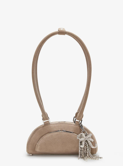 Self Portrait Suede Shoulder Bag With Charms Uni Grey