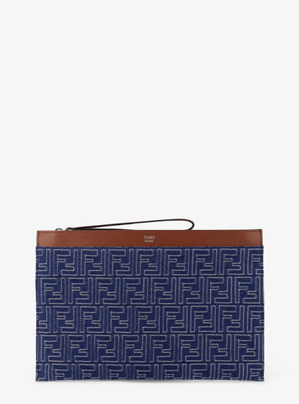 Fendi Ff Jacquard Fabric Clutch Uni Stone+Dark Nut+P