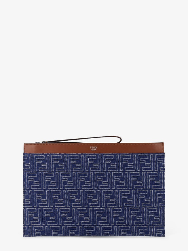Fendi Ff Jacquard Fabric Clutch Uni Stone+Dark Nut+P