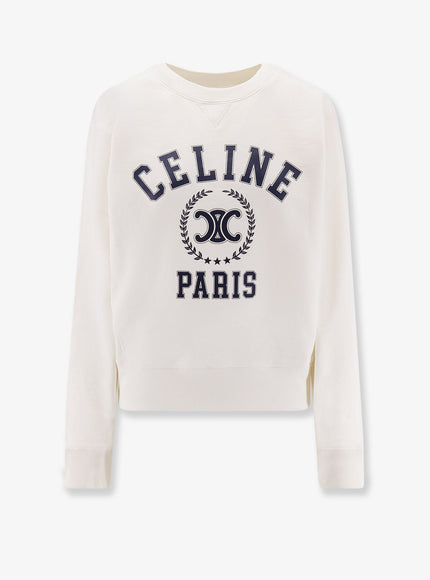 Celine Cotton Sweatshirt Washed White Navy