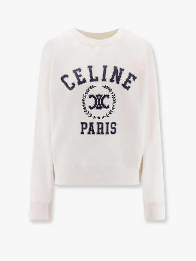 Celine Cotton Sweatshirt Washed White Navy