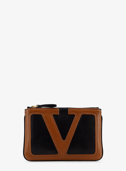 Valentino Garavani Viva Superstar Leather Clutch Uni Nero Spice