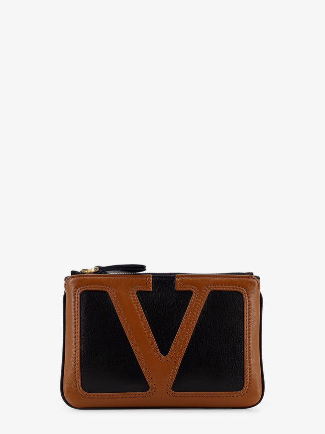 Valentino Garavani Viva Superstar Leather Clutch Uni Nero Spice