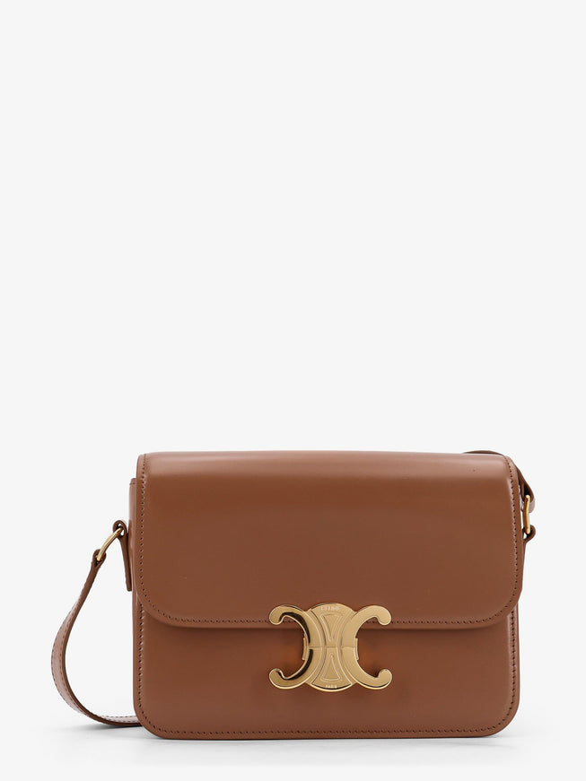 Celine Teen Triomphe Leather Shoulder Bag Uni Bronze