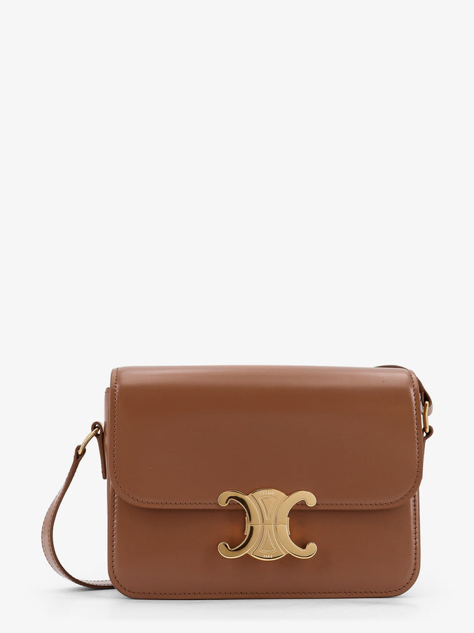 Celine Teen Triomphe Leather Shoulder Bag Uni Bronze