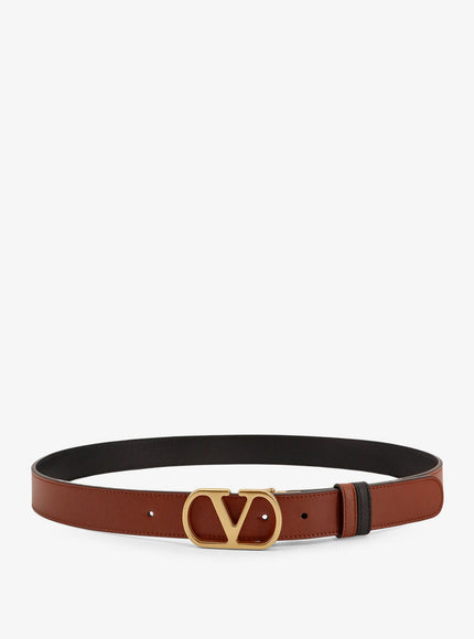 Valentino Garavani Valentino Garavani Leather Belt Deep Caramel Nero