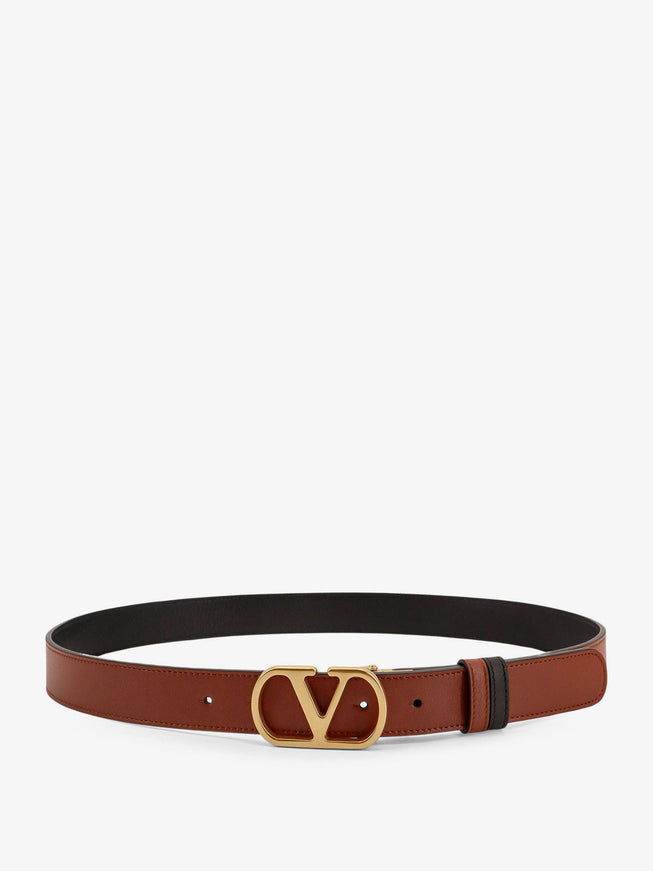 Valentino Garavani Valentino Garavani Leather Belt Deep Caramel Nero