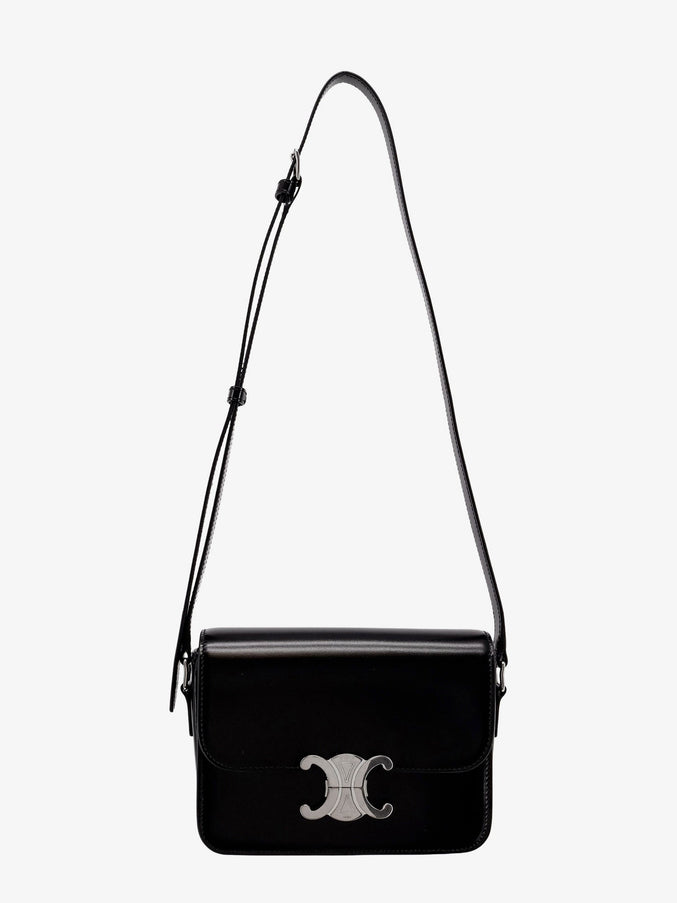 Celine Teen Triomphe Leather Shoulder Bag Uni Black