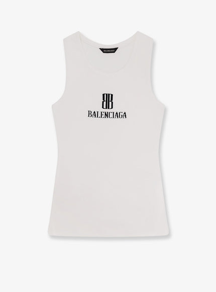 Balenciaga Ribbed Viscose Blend Tank Top White Black