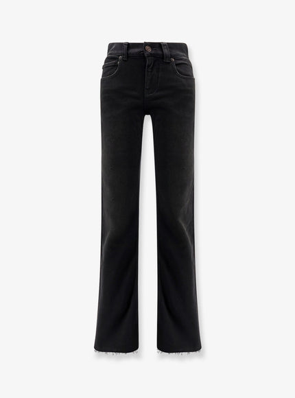 Balenciaga Denim Trousers With Frayed Edges Black Green Red