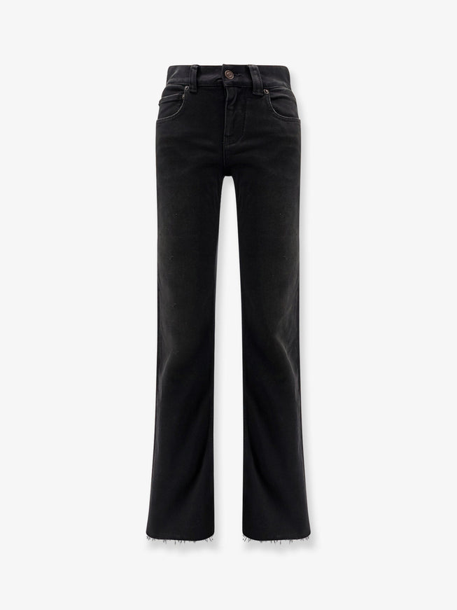Balenciaga Denim Trousers With Frayed Edges Black Green Red