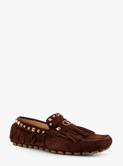Valentino Garavani Driver Fastaway Suede Loafer With Fringes