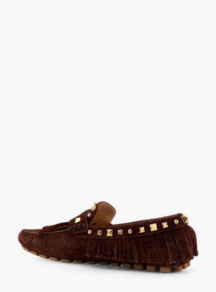 Valentino Garavani Driver Fastaway Suede Loafer With Fringes