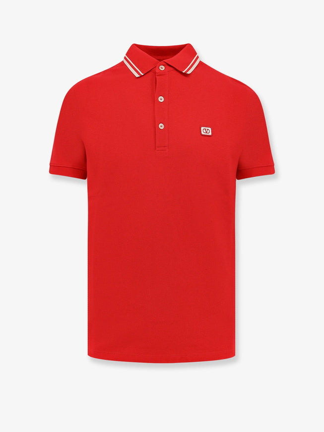 Valentino Cotton Polo Shirt With Vlogo Rosso