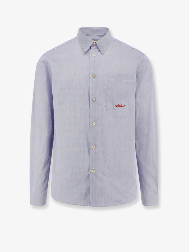 Valentino Cotton Striped Shirt Riga Azzurra E Bianco