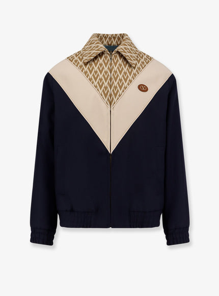 Valentino Toute La V Wool And Cotton Jacket Cammello Crema Nero