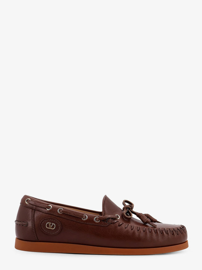 Valentino Garavani Palm Avenue Leather Loafers Bark Brown