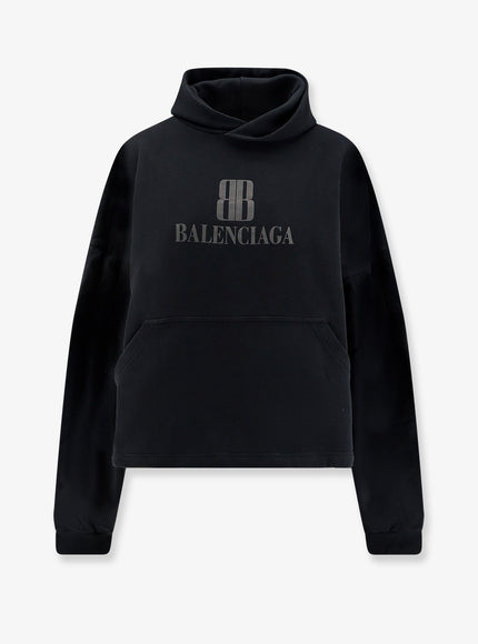 Balenciaga Cropped Cotton Sweatshirt Faded Black