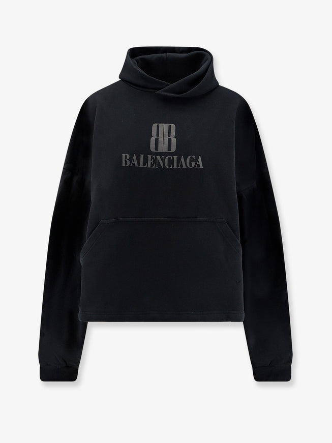 Balenciaga Cropped Cotton Sweatshirt Faded Black