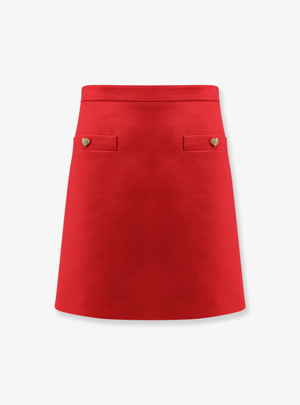 Valentino Crepe Couture Skirt With Heart Jewel Buttons Paris