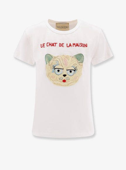 Valentino Le Chat De La Maison Jersey T-Shirt Avorio